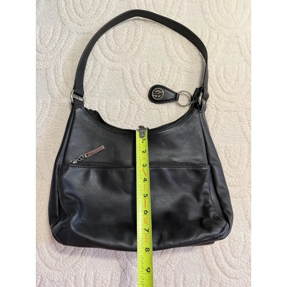 Giani Bernini Black Leather Hobo Shoulder Bag Silver Hardware Handbag